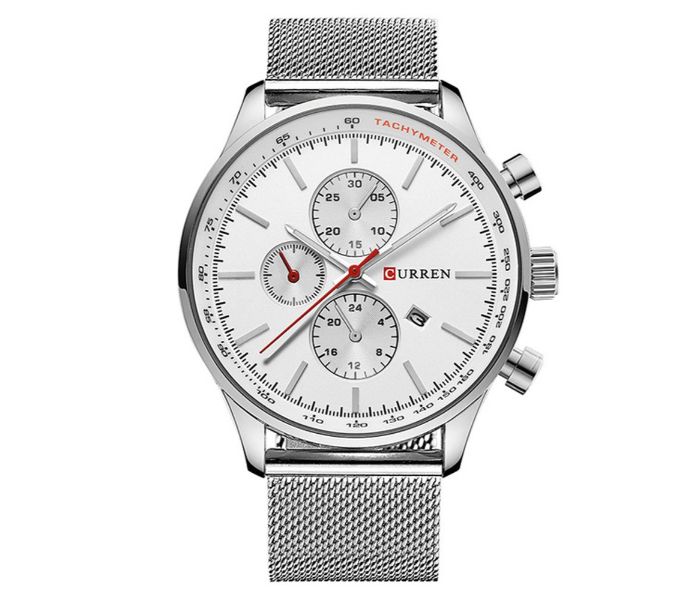 Curren 8227 Business Decorative Sub Dial Quartz Watch For Men Silver and White - Zoom Image 2