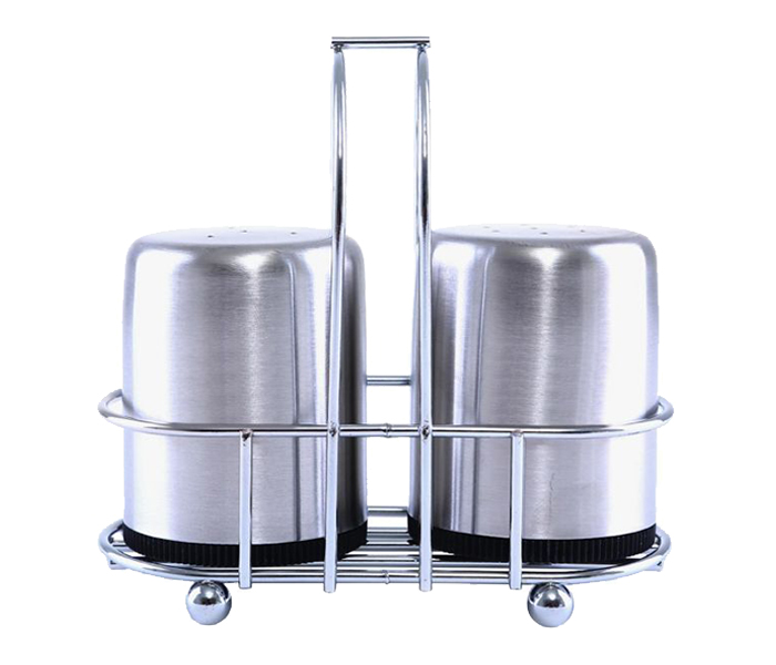 Royalford RF4969 2 Piece Stainless Steel Salt & Pepper Shaker with Stand - Silver - Zoom Image