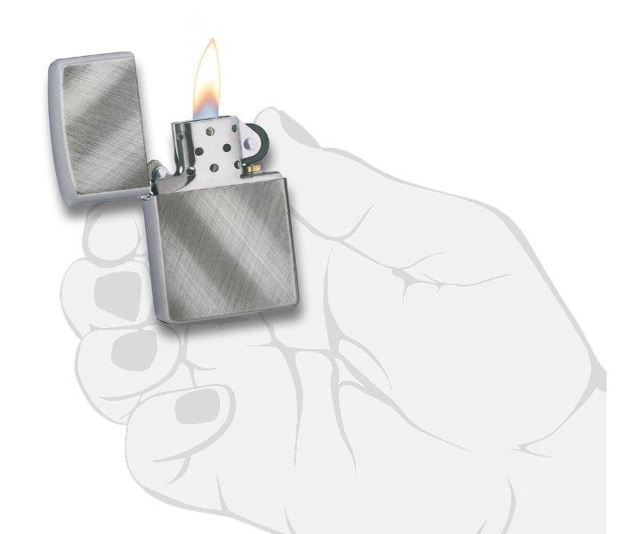 Zippo AE400014-28182 Diagonal Weave Deco Flame Lighter Silver - Zoom Image 3