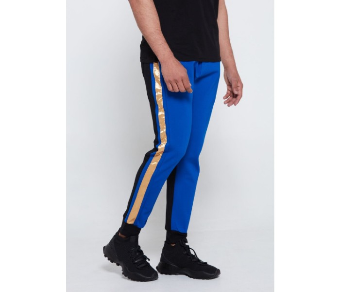 Petro OU10123 Mens Stripped Solid Skin Fit Joggers L -Blue - Zoom Image 1