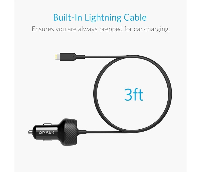 Anker A2214 PowerDrive Elite 2 Ports Car Charger with Lightning Connector Black - Zoom Image 10