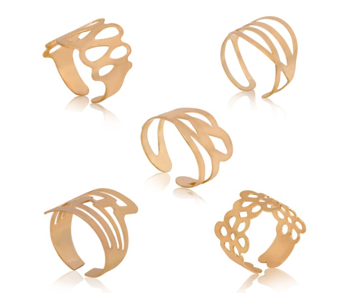 5 Pieces 18K Gold Plated Italy Design Ring Set 31645 - Zoom Image 6