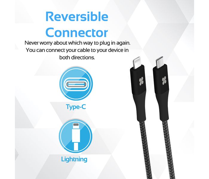 Promate UniLink-LTC2 USB Type-C OTG Cable with Lightning Connector - Black - Zoom Image 7