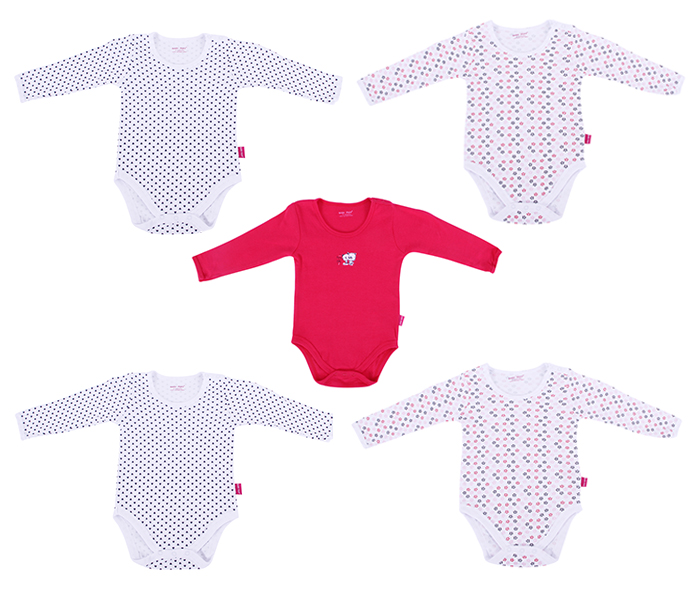 Baby Plus BP2505G 3-6M Girls Long Sleeve Body Suit - 5 Pieces - Zoom Image 4