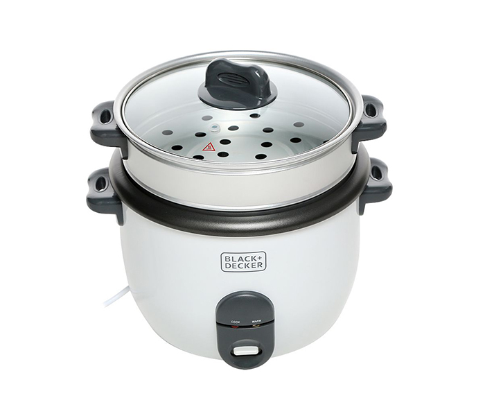 Black and Decker RC1860-B5 1.8 Litre Non Stick Rice Cooker with Glass Lid - White - Zoom Image 1