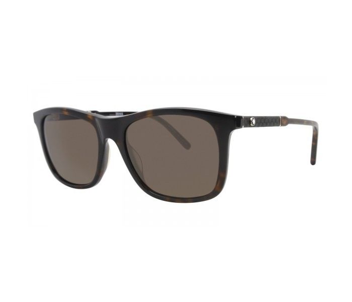 Mont Blanc MB 606S 52E Round Havana Frame & Brown Mirrored Sunglasses for Men - Zoom Image 1