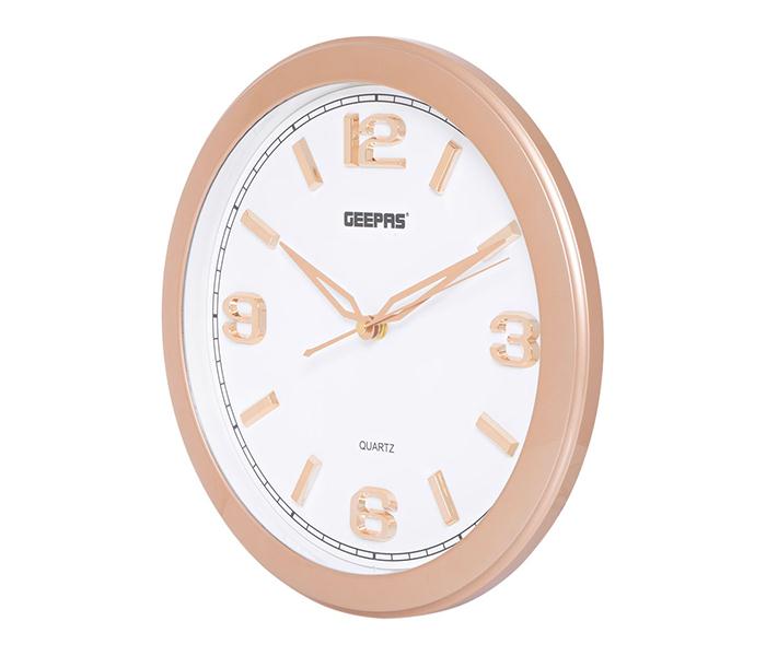 Geepas GWC4806 Taiwan Movement 3D Rose Gold Dial Wall Clock, White & Gold - Zoom Image 1