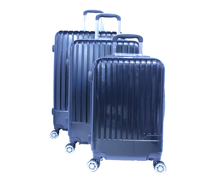 Platinum RA8655 4 Wheels Unbreakable Hard Travel Trolley Bag Set of 3 Pieces - Black - Zoom Image