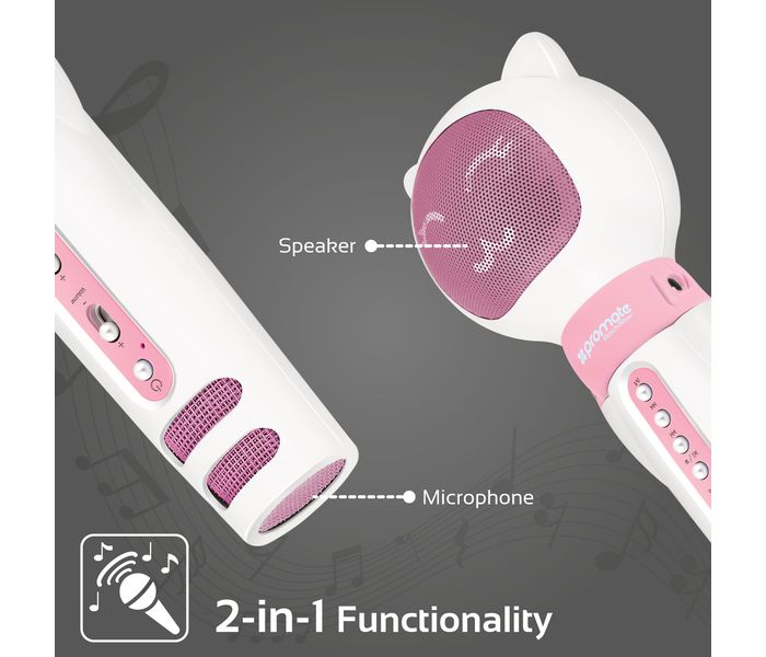 Promate Rockstar Kiddie Wireless Karaoke Microphone with Hi-Fi Wireless Speaker, Pink - Zoom Image 3