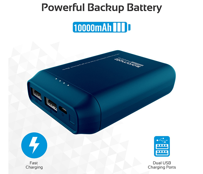 Promate Force-10 10000mAh Ultra Compact Fast Charging Power Bank - Blue - Zoom Image 1