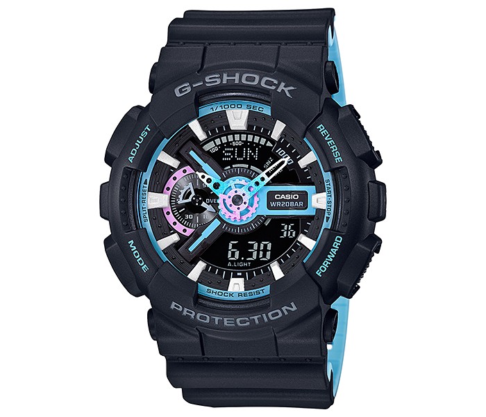 Casio G Shock GA-110PC-1ADR Mens Analog and Digital Watch Black and Blue - Zoom Image