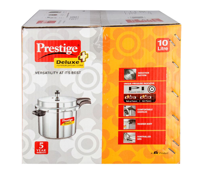 Prestige MPD10704 10 Litre Deluxe Plus Aluminium Pressure Cooker - Silver - Zoom Image 2