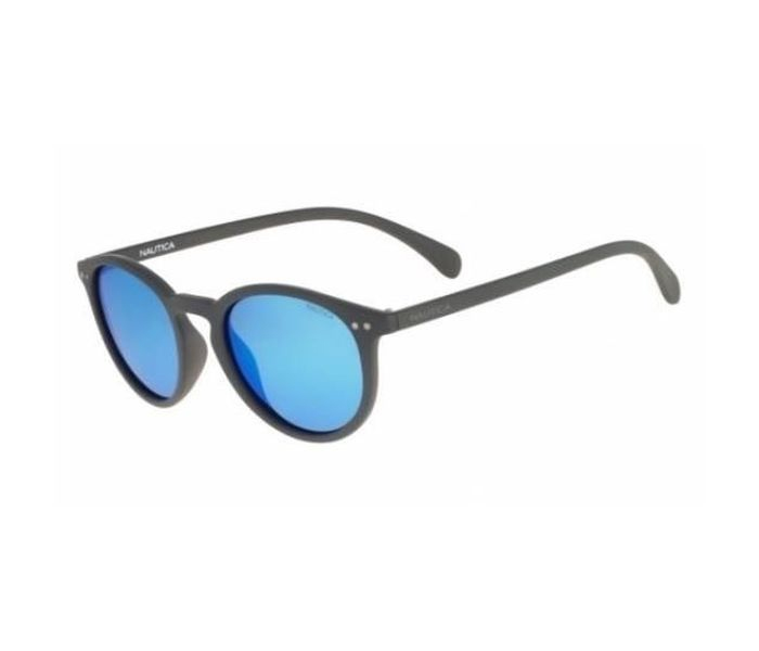 Nautica N3612SP 014 Round Grey Frame & Blue Mirrored Sunglasses for Unisex - Zoom Image