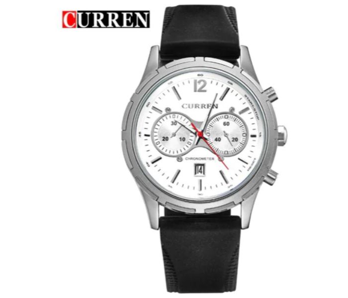 Curren 8066 Silicon Strap Analog Watch For Men Silver And White - Zoom Image 4