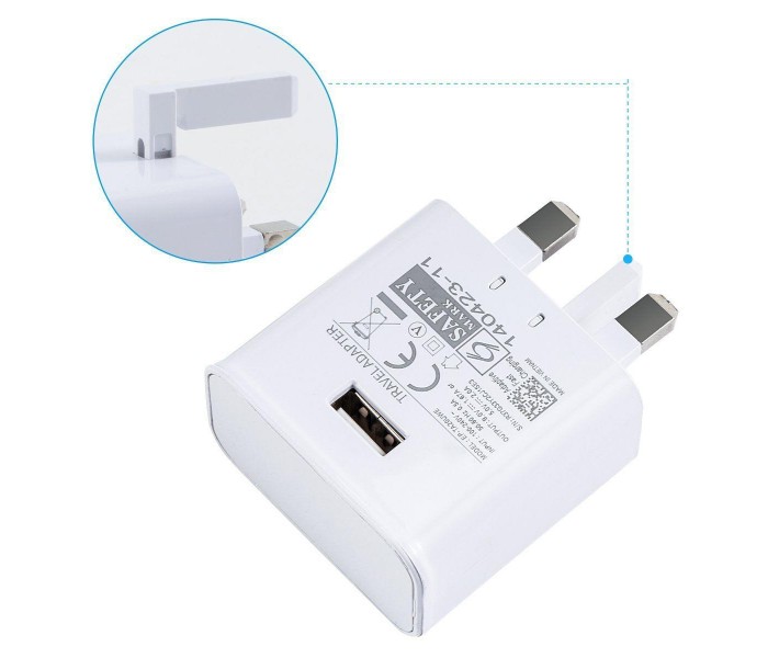 Universal Fast Charging UK Plug Adapter with Type C USB Cable UCA53 White - Zoom Image 4