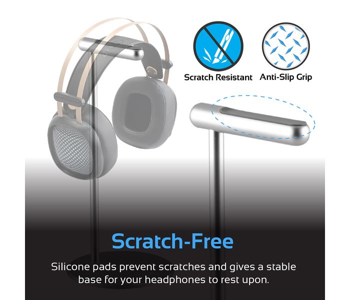 Promate Anchor-1 Premium Aluminum Vertical Headphone Stand Holder with Anti-Slip Grip, Silver - Zoom Image 2