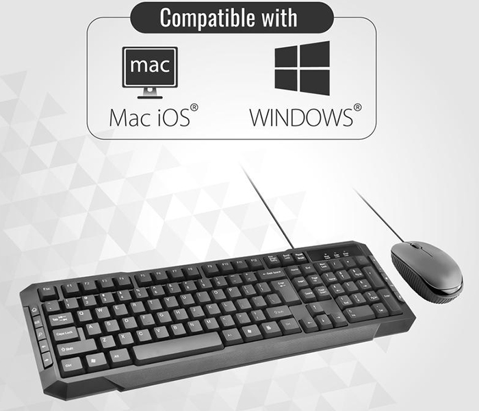 Promate EASYKEY-3 Sleek Ergonomic Multimedia Wired Keyboard & Mouse - Black - Zoom Image 4