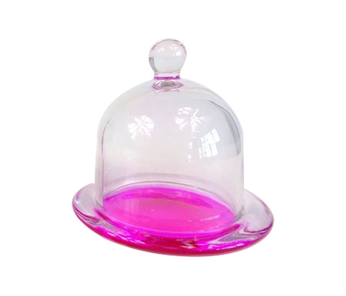 Cok CE-158-NM02L 12.3 cm Glass Container with Round Base - Pink - Zoom Image 2