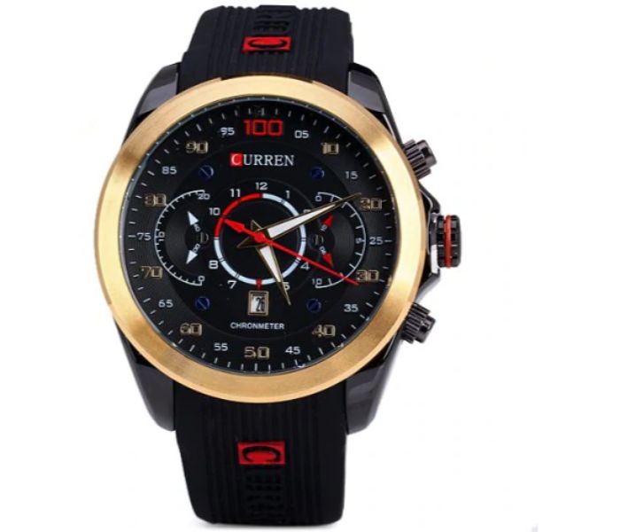 Curren 8166 Analog Quartz Watch For Men Black And Gold - Zoom Image 2