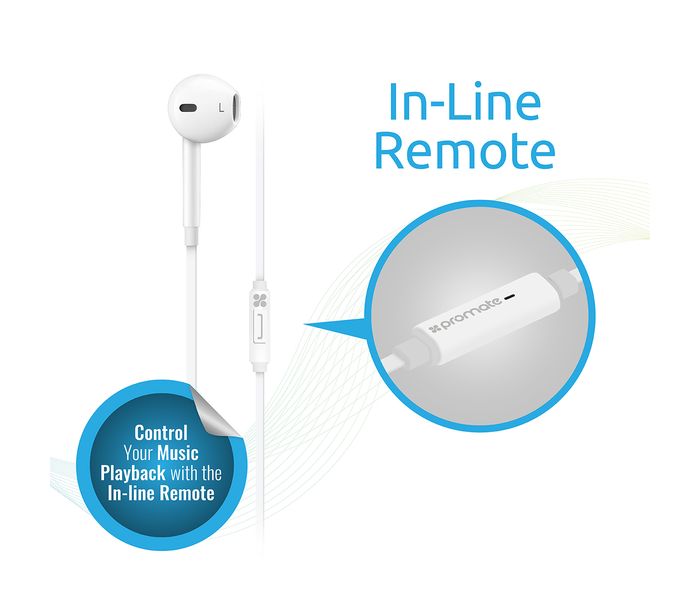 Promate Gearpod-IM Single Earphone Mono Headset with Microphone, White - Zoom Image 2