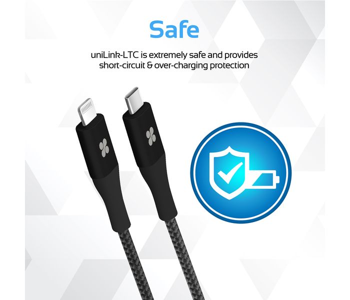 Promate UniLink-LTC2 USB Type-C OTG Cable with Lightning Connector - Black - Zoom Image 4