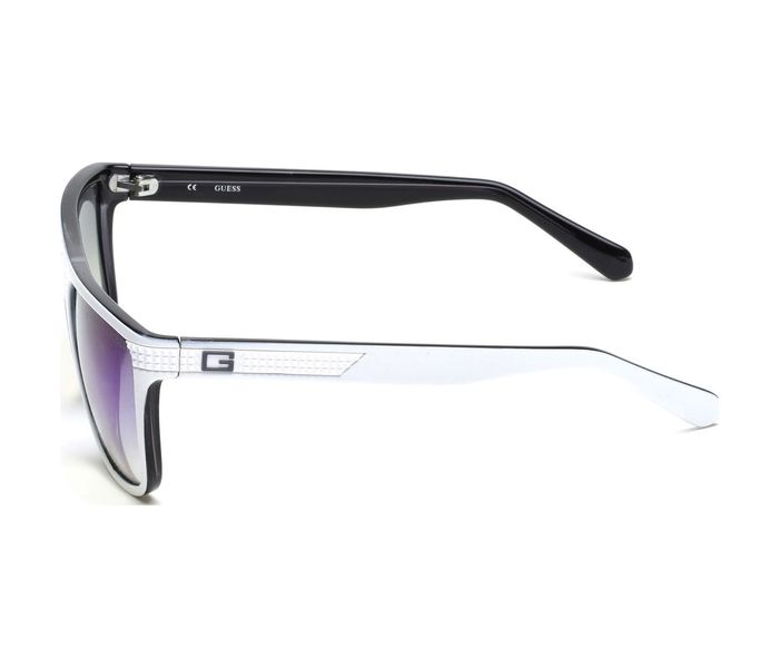 Guess GU 6837 21X Trapezoid White Frame & Mirror Green Mirrored Sunglasses for Men - Zoom Image 1