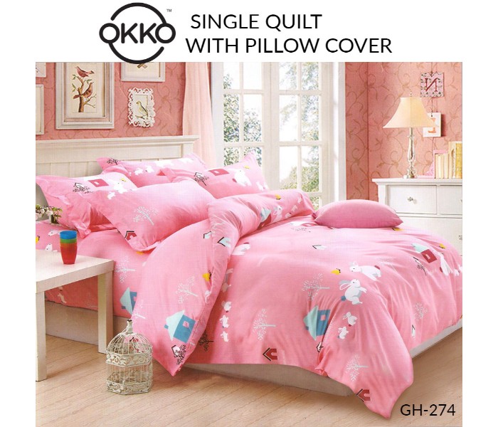 OKKO OK33847 Single Quilt with Pillow Cover Pink - Zoom Image 2