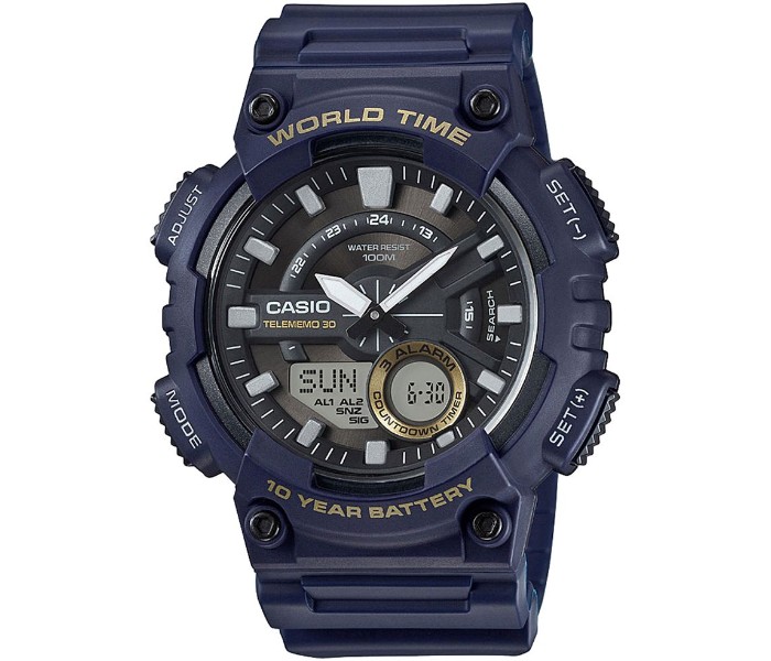 Casio AEQ-110W-2AVDF Mens Sports Analog and Digital Watch Black and Blue - Zoom Image 4