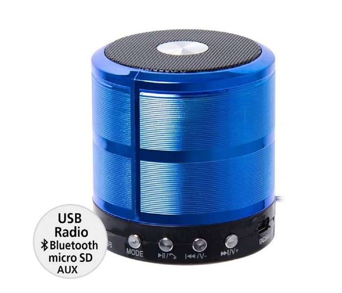 Mini Ws-887 Wireless Bluetooth Speaker With Mic, Aux, USB, SD Card And FM Support - Blue - Zoom Image