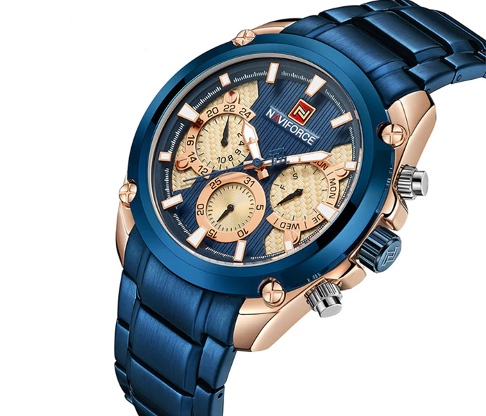 Naviforce 9113 Men Luxury Chronograph Stainless Steel Starp Watch - BLUE - Zoom Image 1