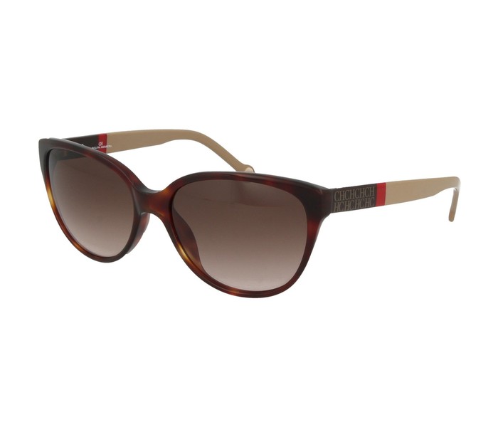 Carolina Herrera SHE572 04AP Oval Yellow & Brown Havana Frame and Brown Mirrored Sunglasses for Women - Zoom Image 1