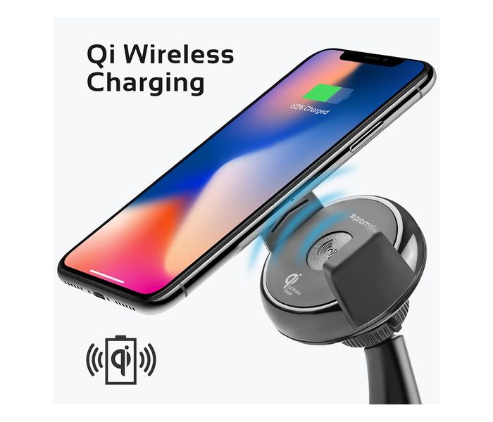 Promate AuraMount-2 Ultra Fast Qi Wireless Charging Car Mount, Black - Zoom Image 2