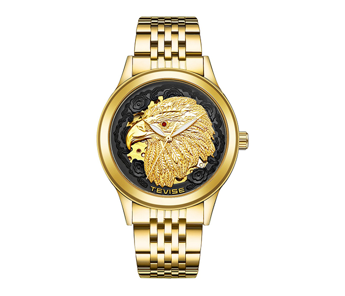 Tevise 9006-1 Eagle Men's Luxury Mechanical Watch - Gold & Black - Zoom Image