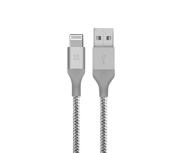 Promate Cable-LTF Heavy Duty Mesh Armored USB Lightning Charge Cable - Silver - Zoom Image 10