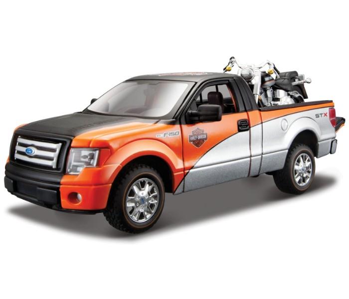 Maisto Tech 32187 1:27 Hd 2010 Ford F-150 STX with 1:24 HD 2000 Flstf Fat Boy Multicolor - Zoom Image