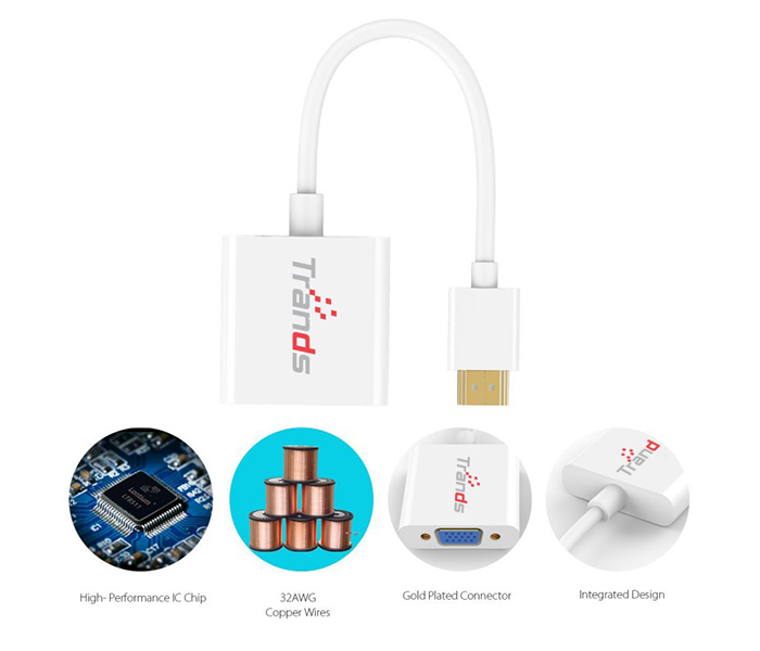 Trands TR-CA5256 HDMI to VGA M/F Adapter - White - Zoom Image 3