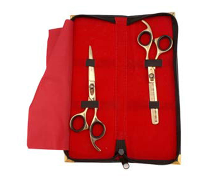 Tips & Toes TT-661&662 Stainless Steel Professional Barber Shear Kit, Gold Titanium Coated - Zoom Image 1