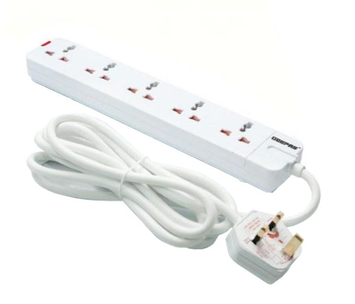 Geepas GES58013 5 Way Extension Socket White - Zoom Image