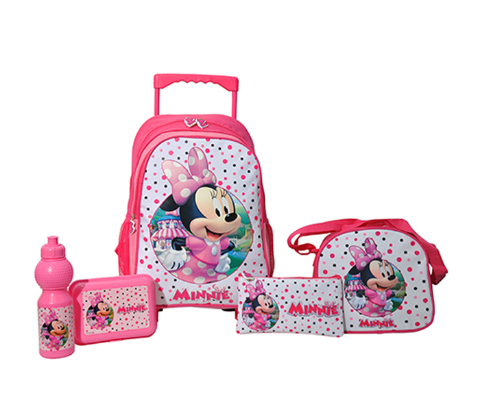 Minnie MISH070001-16 16-inch 5 in 1 3D Classic Promotion Trolley Bag with School Set, Pink - Zoom Image 1