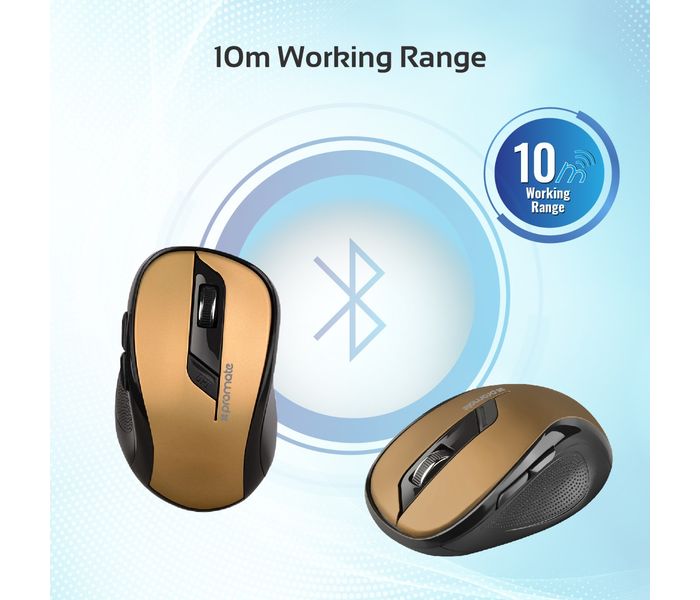 Promate Clix-7 2.4GHz Wireless Ergonomic Optical Mouse, Gold - Zoom Image 1