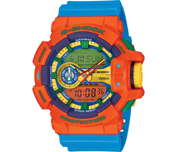 Casio G Shock GA-400-4ADR Mens Analog and Digital Watch Orange and Blue - Zoom Image