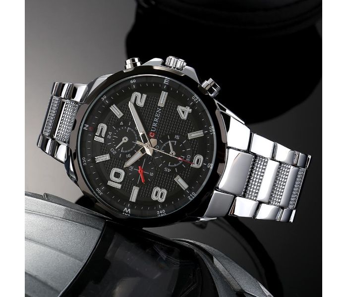 Curren 8276 Fashion Quartz Watch For Men Silver And Black - Zoom Image 2