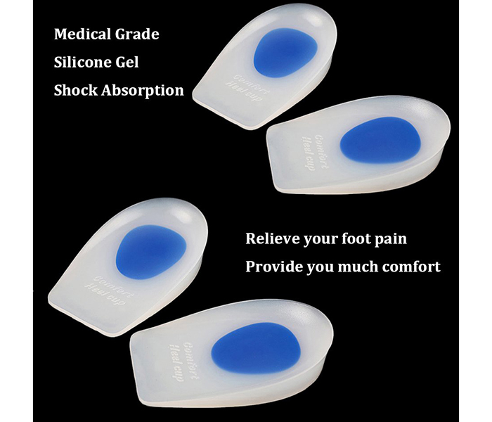 Footrite MN7051 2 Pair Advanced Silicone Gel Heel Cushion Large - Blue & Clear - Zoom Image 4