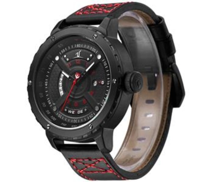 Weide UV 1609LB Mens Analog and Complete Calendar Watch Black and Red - Zoom Image 1