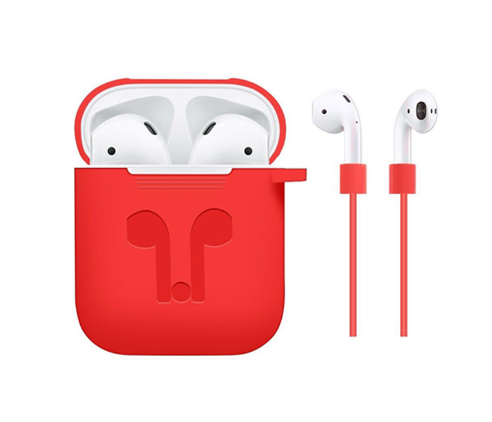 ZE Airpods Strap + Airpods Silicone Case For Apple Airpods - Red - Zoom Image