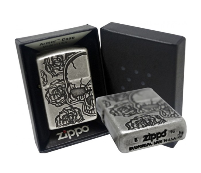 Zippo 28988 Skull Rose Lighter Silver - Zoom Image 2