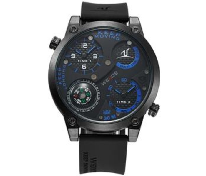 Weide UV 1505PU Mens Analog and Compass Watch Black and Blue - Zoom Image