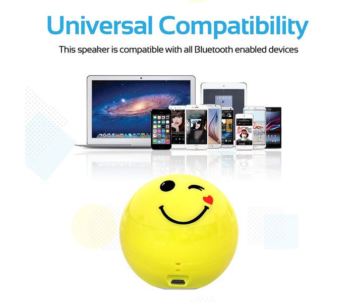 Promate Flirtyfunk Cute Emoji Stereo Sound Wireless Bluetooth Speaker with Built-in Mic - Yellow - Zoom Image 4