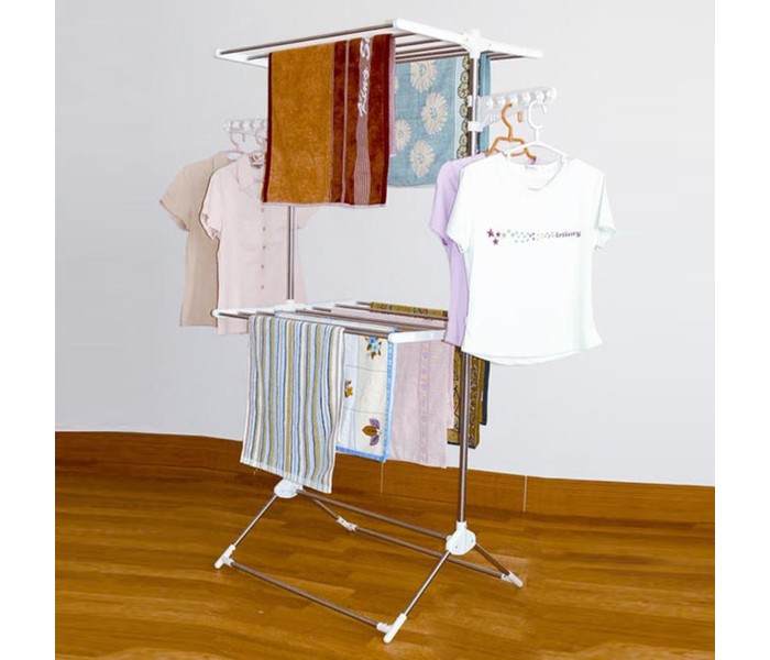 Leostar CD-1212 Multi Double Layer Clothes Rack Stand White - Zoom Image 3