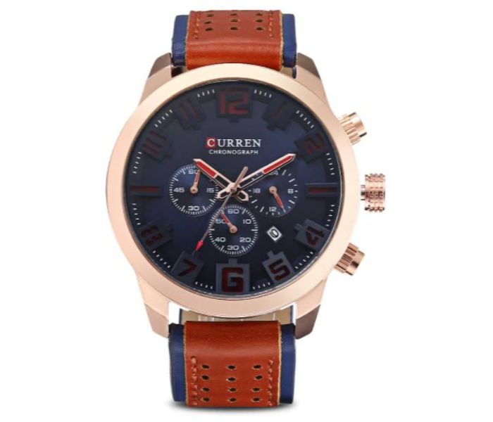 Curren 8289 Chronograph Watch For Men Blue And Brown - Zoom Image 4